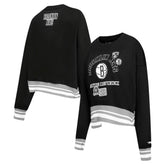 Black Brooklyn Nets Pro Standard Women's Area Code Cropped Pullover Sweatshirt | NBA