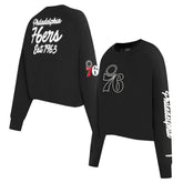 Black Philadelphia 76ers Pro Standard Women's Paint The City Cropped Pullover Sweatshirt | NBA