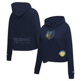 Navy Memphis Grizzlies Pro Standard Women's Jewels Cropped Pullover Hoodie | NBA