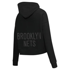 Black Brooklyn Nets Pro Standard Women's Jewels Cropped Pullover Hoodie | NBA