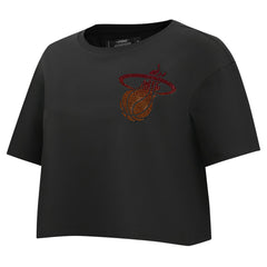 Black Miami Heat Pro Standard Women's Jewels Boxy Cropped T-Shirt | NBA