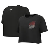 Black Portland Trail Blazers Pro Standard Women's Jewels Boxy Cropped T-Shirt | NBA