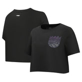 Black Sacramento Kings Pro Standard Women's Jewels Boxy Cropped T-Shirt | NBA