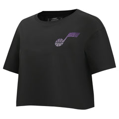 Black Utah Jazz Pro Standard Women's Jewels Boxy Cropped T-Shirt | NBA