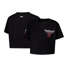 Black Chicago Bulls Pro Standard Women's Jewels Boxy Cropped T-Shirt sale | NBA
