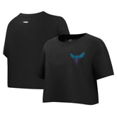 Black Charlotte Hornets Pro Standard Women's Jewels Boxy Cropped T-Shirt | NBA