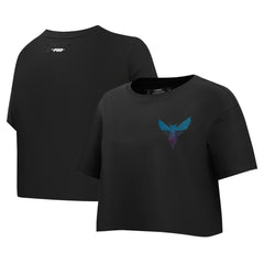 Black Charlotte Hornets Pro Standard Women's Jewels Boxy Cropped T-Shirt | NBA