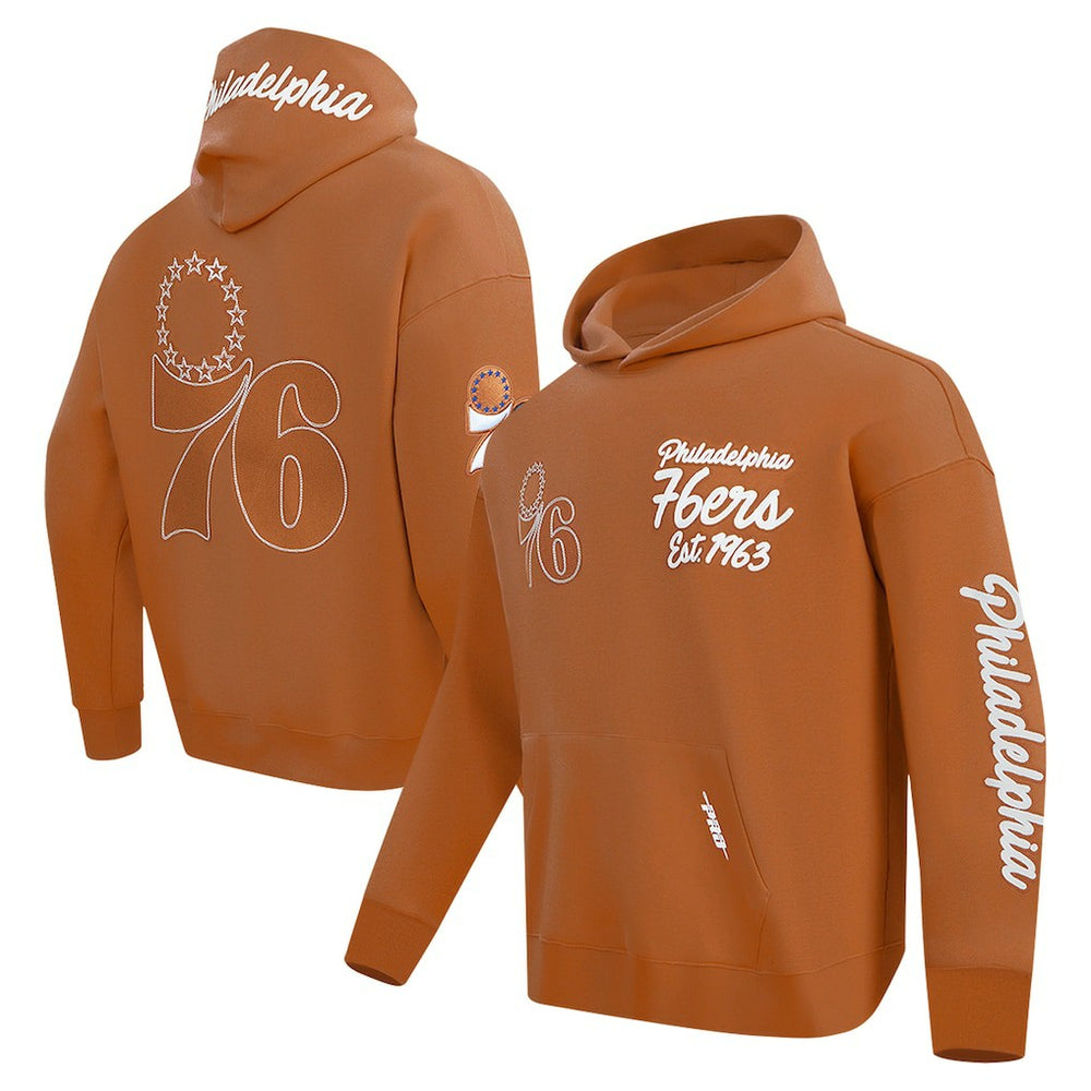 Brown Philadelphia 76ers Pro Standard Paint the City Drop Shoulder Pullover Hoodie | NBA