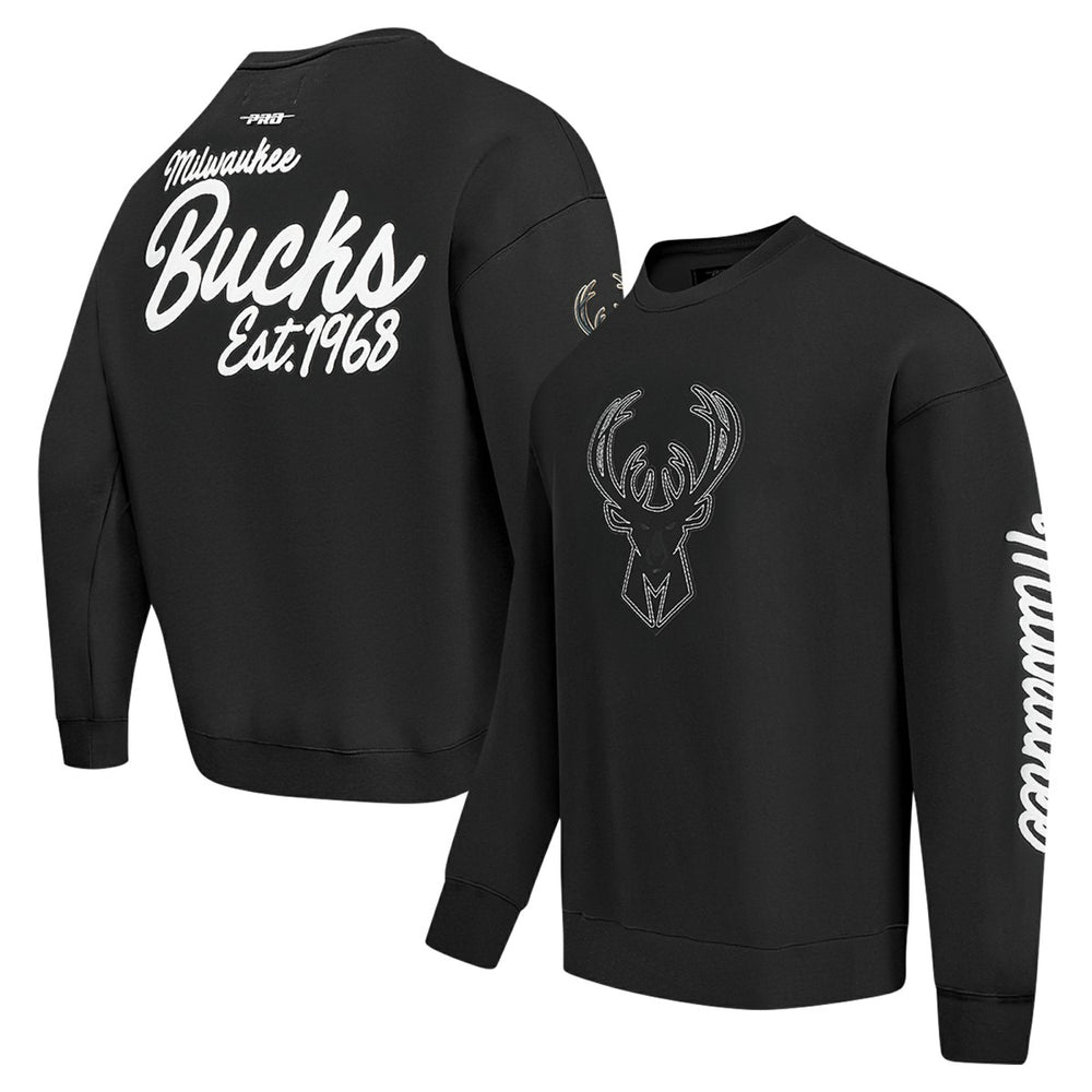 Black Milwaukee Bucks Pro Standard Paint the City Drop Shoulder Sweatshirt | NBA