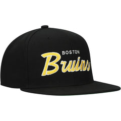 Boston Bruins Mitchell & Ness Core Team Script 2.0 Snapback Hat - NHL Hats