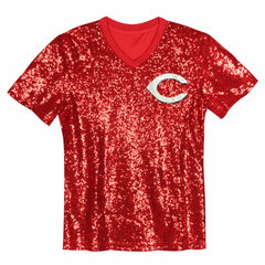 Elly De La Cruz Cincinnati Reds Juniors Name & Number Sequin V-Neck Top - MLB Tops