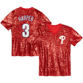 Bryce Harper Philadelphia Phillies Juniors Name & Number Sequin V-Neck Top - MLB Tops