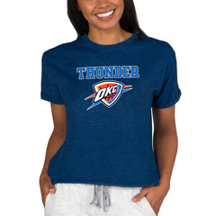Navy Oklahoma City Thunder Concepts Sport NBA Women's Concepts Mainstream Terry SS Top | NBA