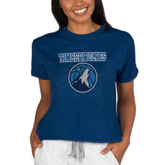 Navy Minnesota Timberwolves Concepts Sport NBA Women's Concepts Mainstream Terry SS Top | NBA
