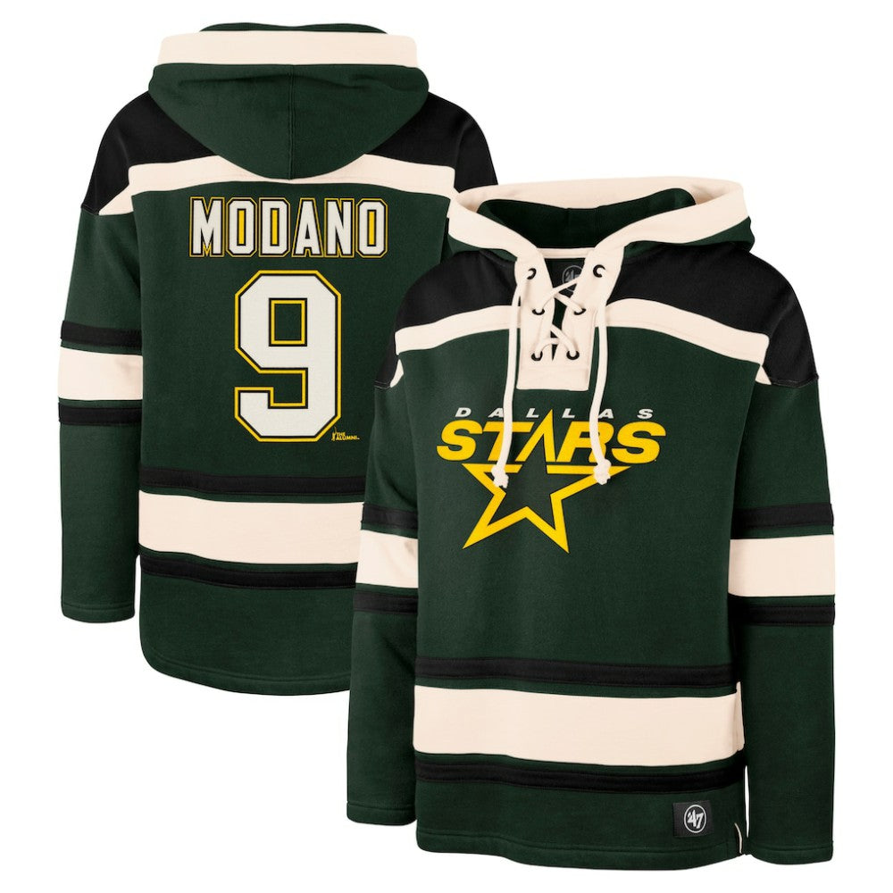 Mike Modano Dallas Stars '47 Retired Player Name & Number Lacer Pullover Hoodie - NHL Hoodies