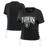 Las Vegas Raiders WEAR by Erin Andrews Women's Lace Up Side Modest Cropped T-Shirt | NFL On sale