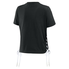 New Orleans Saints WEAR by Erin Andrews Women's Lace Up Side Modest Cropped T-Shirt | NFL Discount