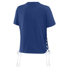 New York Giants WEAR by Erin Andrews Women's Lace Up Side Modest Cropped T-Shirt | NFL US