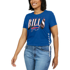 Buffalo Bills WEAR by Erin Andrews Women's Lace Up Side Modest Cropped T-Shirt | NFL US