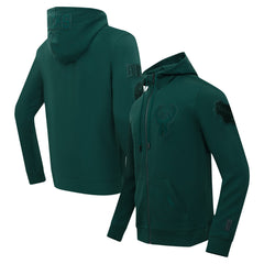 Hunter Green Milwaukee Bucks Pro Standard Triple Tonal DK Full-Zip Hoodie Jacket | NBA