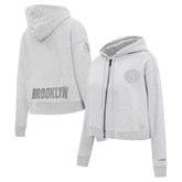 Heather Gray Brooklyn Nets Pro Standard Women's Triple Tonal Full-Zip Hoodie | NBA