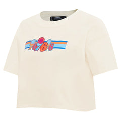 Cream Philadelphia 76ers Pro Standard Women's Retro Striper SJ Cropped Boxy T-Shirt | NBA