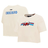Cream Chicago Bulls Pro Standard Women's Retro Striper SJ Cropped Boxy T-Shirt sale | NBA