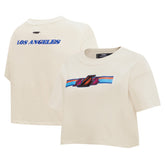 Cream Los Angeles Lakers Pro Standard Women's Retro Striper SJ Cropped Boxy T-Shirt | NBA
