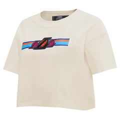 Cream Los Angeles Lakers Pro Standard Women's Retro Striper SJ Cropped Boxy T-Shirt | NBA