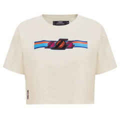 Cream Los Angeles Lakers Pro Standard Women's Retro Striper SJ Cropped Boxy T-Shirt | NBA