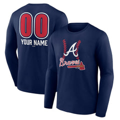 Atlanta Braves Personalized Name & Number Fastball Long Sleeve T-Shirt - MLB T-shirts