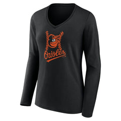 Baltimore Orioles Women's Personalized Name & Number Fastball Long Sleeve V-Neck T-Shirt - MLB T-shirts