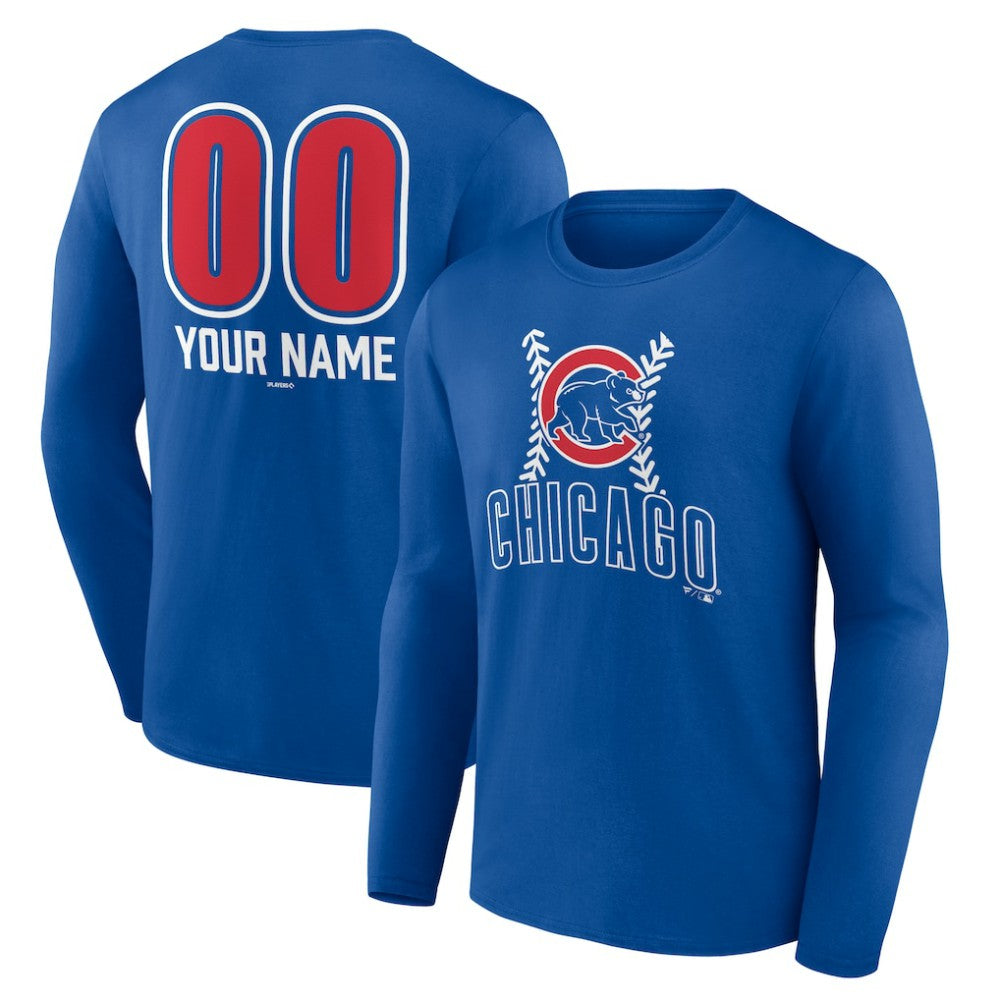 Chicago Cubs Personalized Name & Number Fastball Long Sleeve T-Shirt - MLB T-shirts