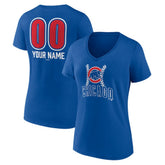 Chicago Cubs Women's Personalized Name & Number Fastball V-Neck T-Shirt - MLB T-shirts