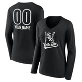 Chicago White Sox Women's Personalized Name & Number Fastball Long Sleeve V-Neck T-Shirt - MLB T-shirts