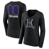Colorado Rockies Women's Personalized Name & Number Fastball Long Sleeve V-Neck T-Shirt - MLB T-shirts