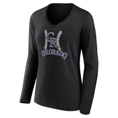 Colorado Rockies Women's Personalized Name & Number Fastball Long Sleeve V-Neck T-Shirt - MLB T-shirts