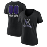 Colorado Rockies Women's Personalized Name & Number Fastball V-Neck T-Shirt - MLB T-shirts