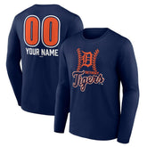 Detroit Tigers Personalized Name & Number Fastball Long Sleeve T-Shirt - MLB T-shirts