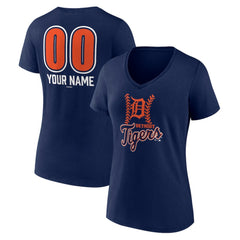 Detroit Tigers Women's Personalized Name & Number Fastball V-Neck T-Shirt - MLB T-shirts