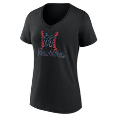 Miami Marlins Women's Personalized Name & Number Fastball V-Neck T-Shirt - MLB T-shirts