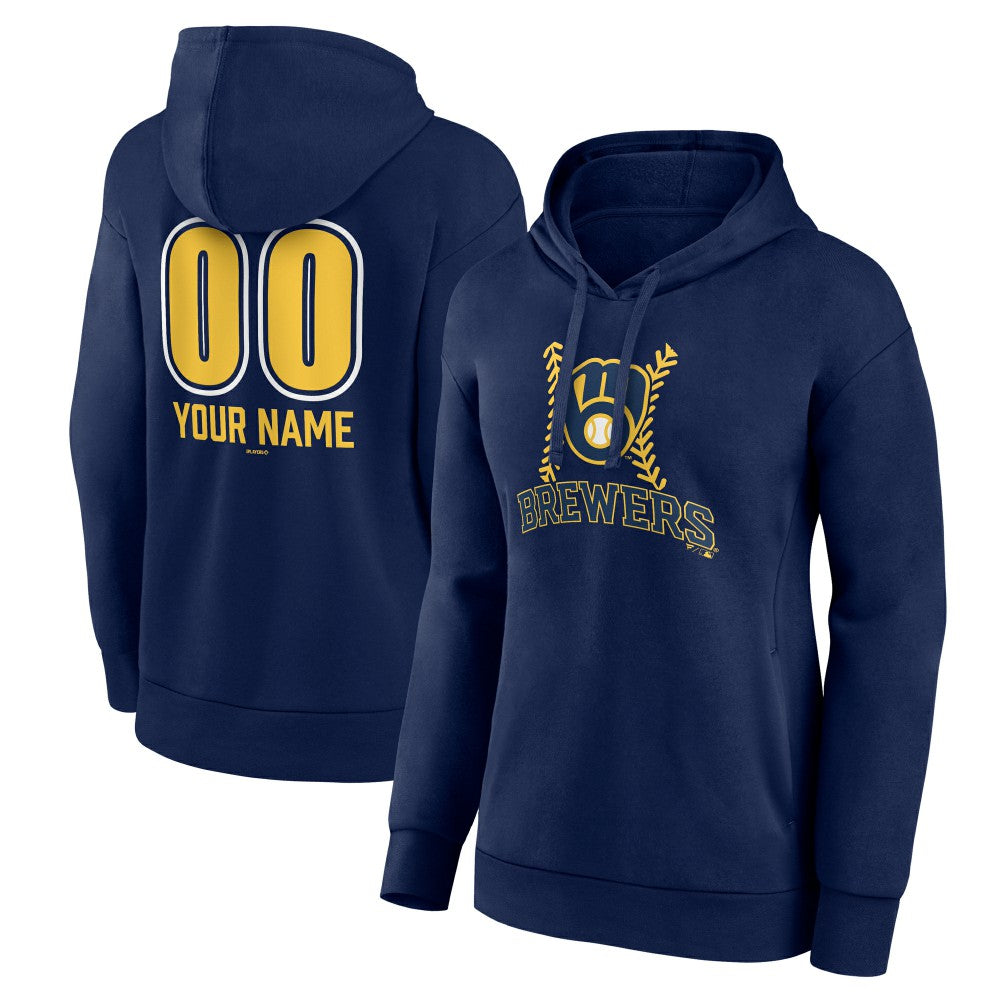 Milwaukee Brewers Women's Personalized Name & Number Fastball Pullover Hoodie - MLB Hoodies