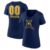 Milwaukee Brewers Women's Personalized Name & Number Fastball V-Neck T-Shirt - MLB T-shirts