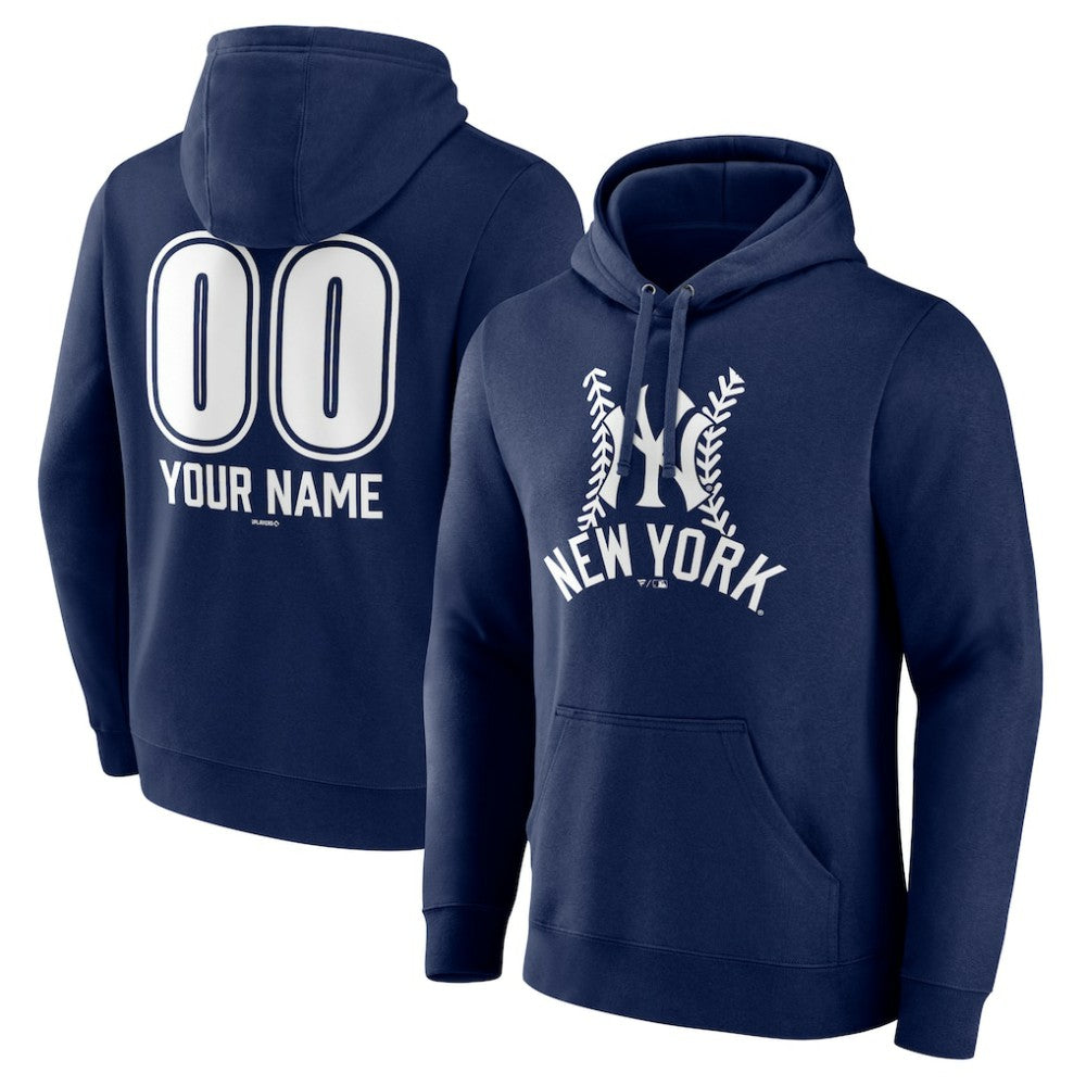 New York Yankees Personalized Name & Number Fastball Pullover Hoodie - MLB Hoodies