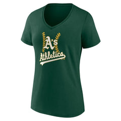 Athletics Women's Personalized Name & Number Fastball V-Neck T-Shirt - MLB T-shirts