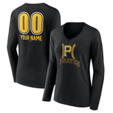 Pittsburgh Pirates Women's Personalized Name & Number Fastball Long Sleeve V-Neck T-Shirt - MLB T-shirts