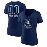 Tampa Bay Rays Women's Personalized Name & Number Fastball V-Neck T-Shirt - MLB T-shirts
