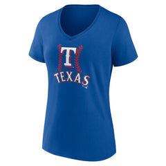 Texas Rangers Women's Personalized Name & Number Fastball V-Neck T-Shirt - MLB T-shirts