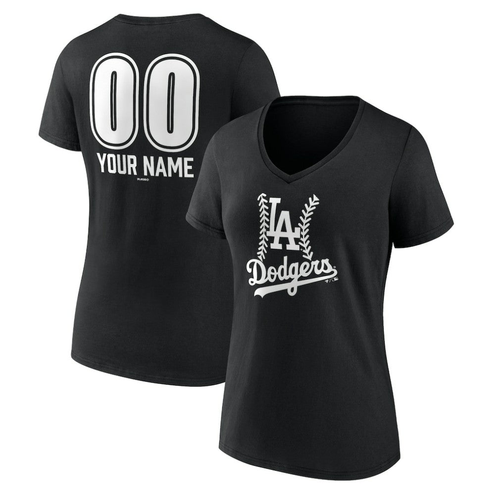 Los Angeles Dodgers Women's Personalized Name & Number Fastball V-Neck T-Shirt - MLB T-shirts