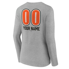 Baltimore Orioles Women's Personalized Name & Number Fastball Long Sleeve V-Neck T-Shirt - MLB T-shirts